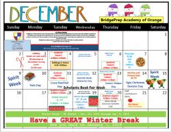 BPA 2018-2019 December Calendar 